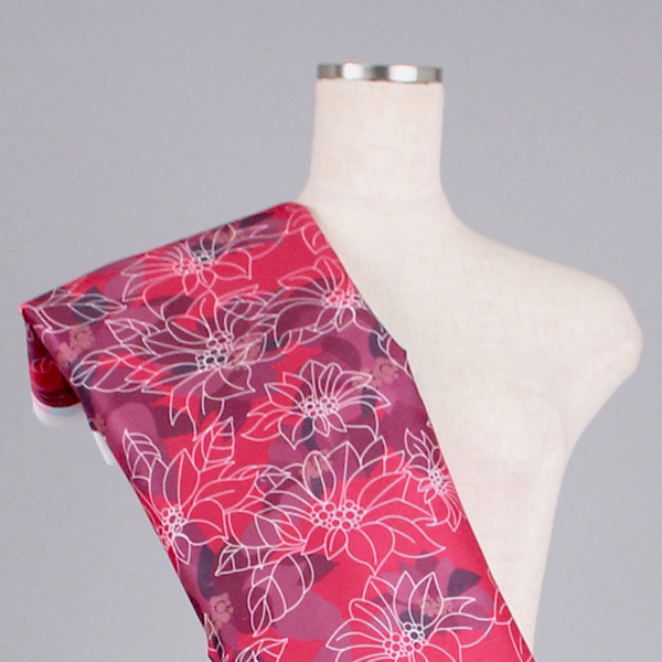 C0243　赤ベース　花柄生地