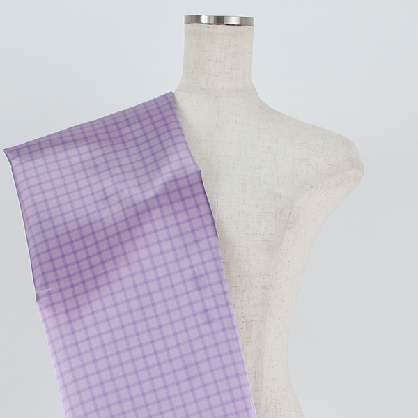 C0464　薄紫ギンガムチェック柄生地