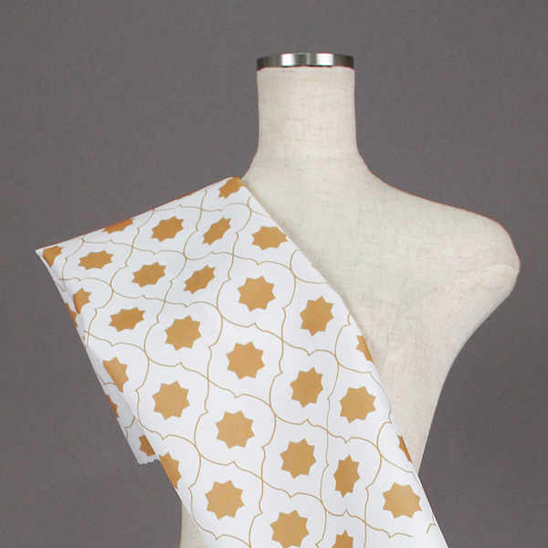 C0440　白×イエローベージュ　幾何学柄生地　Ver.2