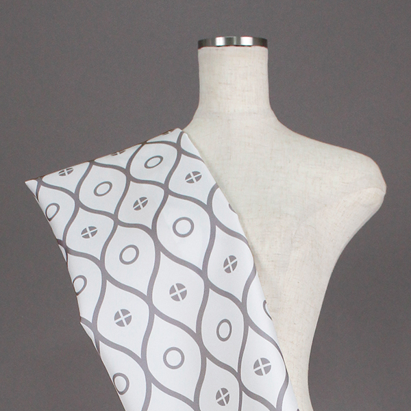 C0441　白×ライトグレー　幾何学柄生地　Ver.2