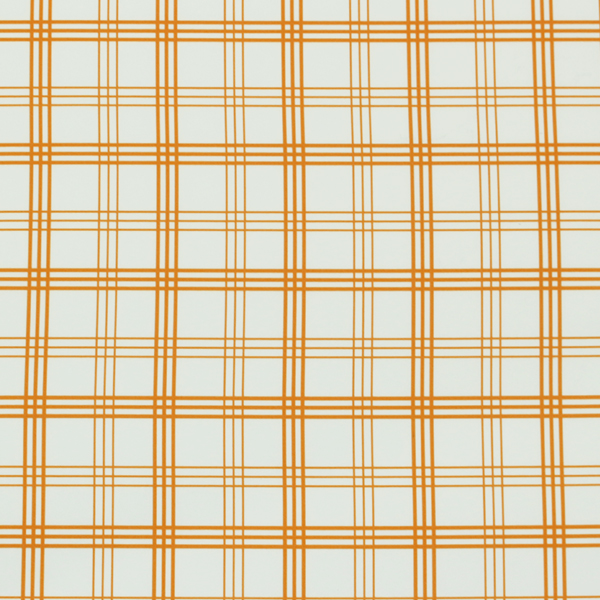 C0558　白ベースオレンジ色チェック柄生地