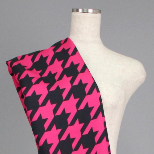 C0160　ピンク×黒　千鳥格子柄生地