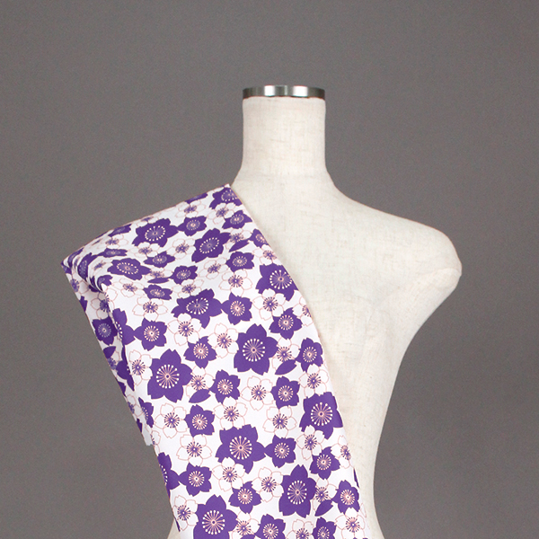 C0446　紫⑤　桜柄生地