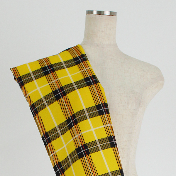 C0382　黄色　チェック柄生地