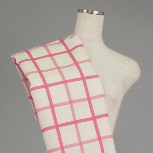 C0161　クリームベースWピンク　チェック柄生地