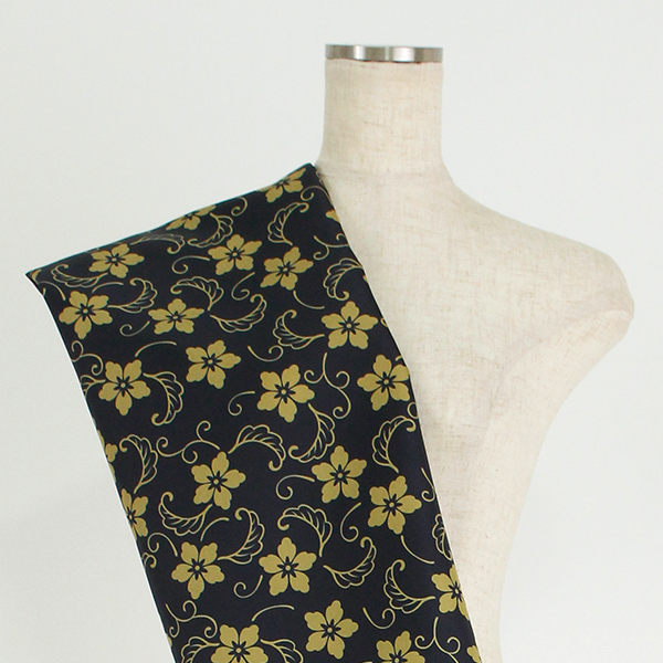 C0384　黒×金　花柄生地