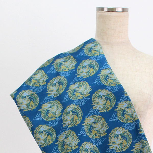 C0249　青ベース　龍和柄生地
