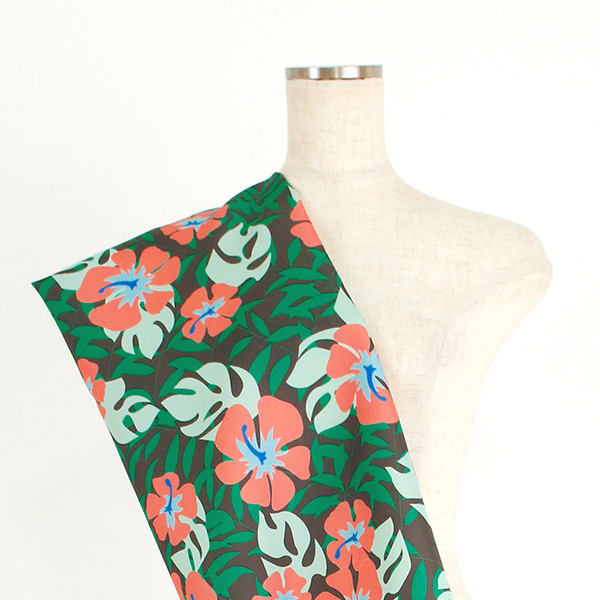 C0388　グレーベース　花柄生地