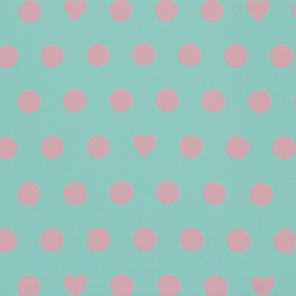 C0567　ミントベースピンクハート水玉柄生地
