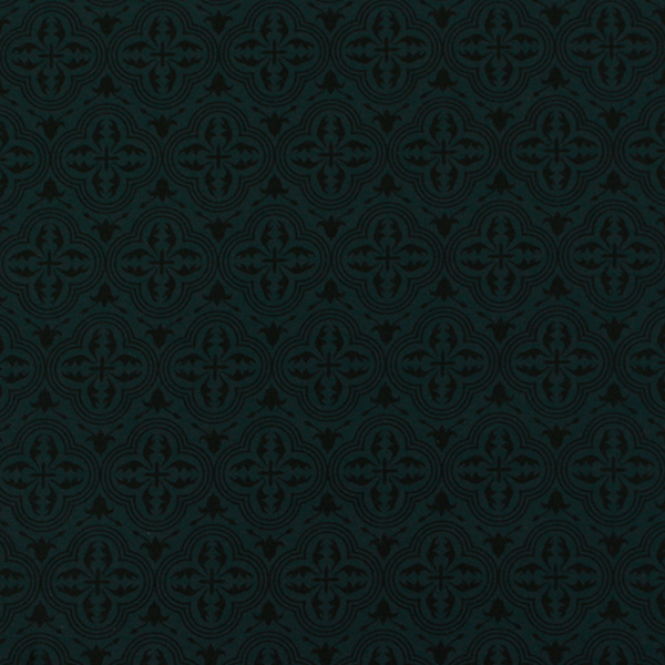 C0581　深緑ベース黒アラベスク柄生地