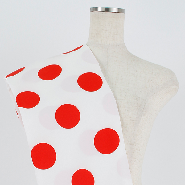 C0470　白×赤　水玉柄生地