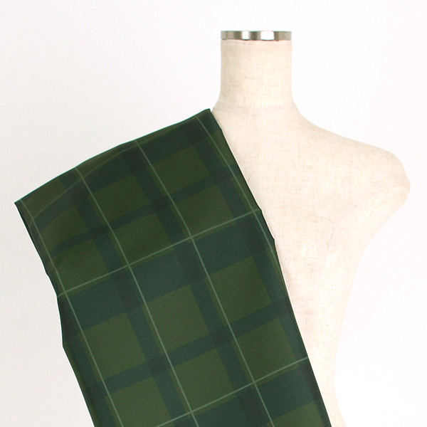 C0340　緑ベース　チェック柄生地