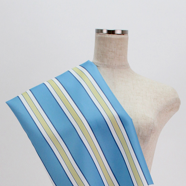 C0256　黄色×水色　ストライプ柄生地