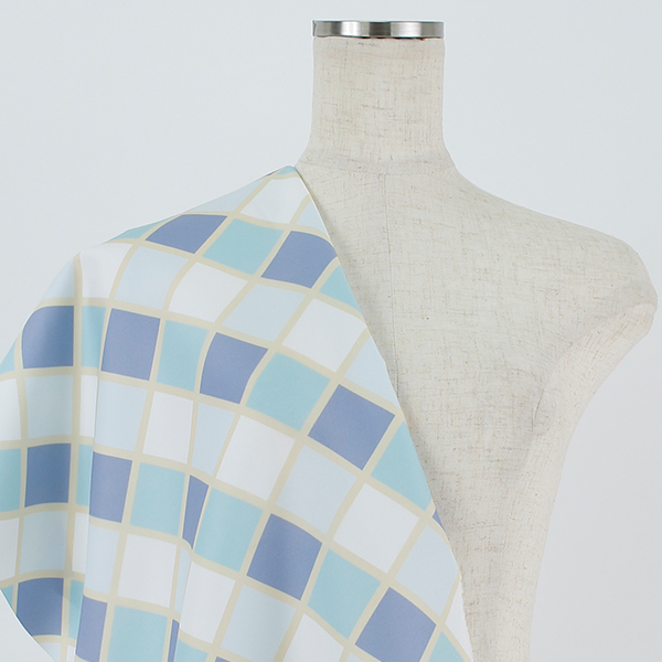 C0476　薄青×水色ダイヤ柄生地