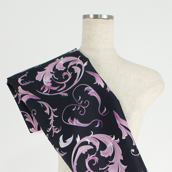 C0399　黒×紫　羽根柄