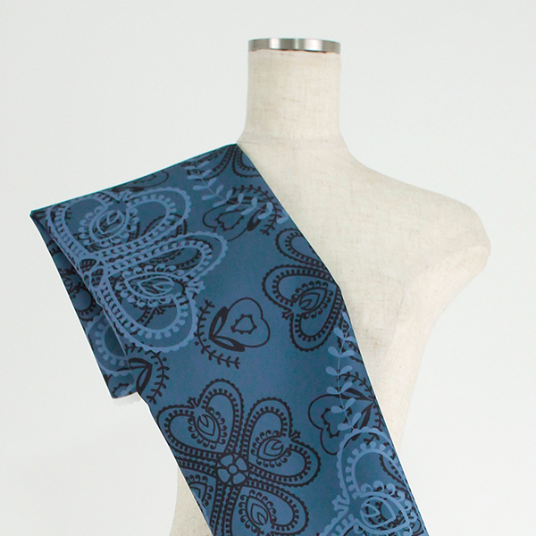 C0400　青×水色　クローバー　アラベスク柄