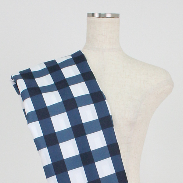 C0343　紺ベース　チェック柄生地