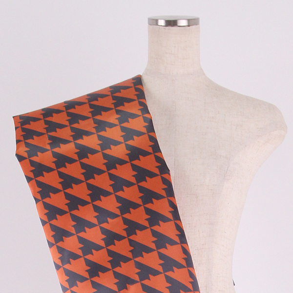 C0344　茶×オレンジ　千鳥格子柄生地