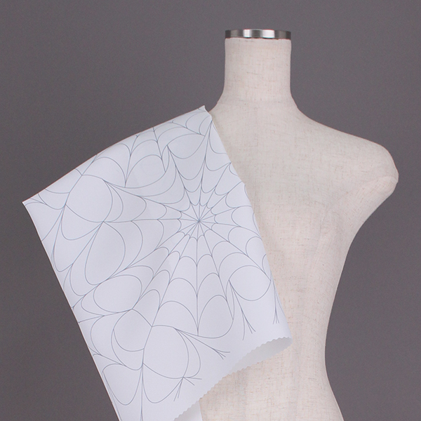 C0346　白×ライトグレー　蜘蛛の巣柄生地