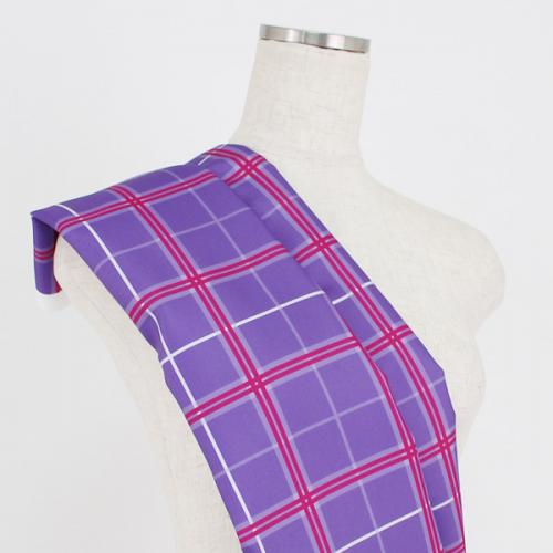 C0073　紫ベース　チェック柄生地