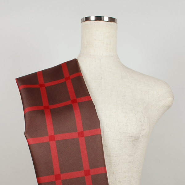 C0618　茶色ベース赤チェック柄生地