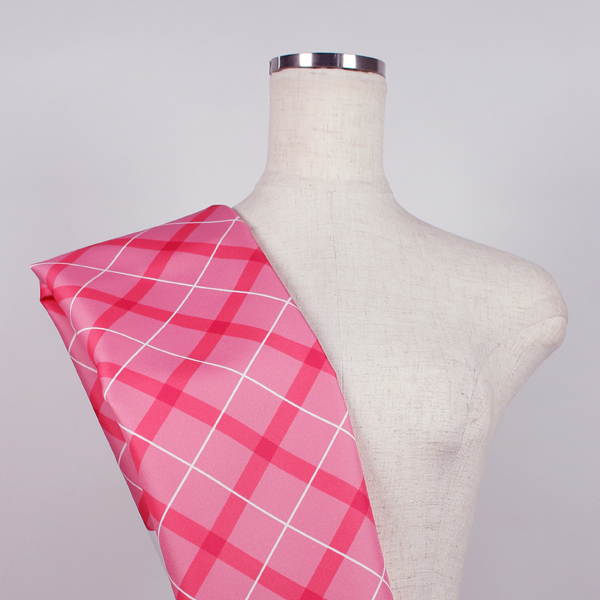 C0624　ピンクベース白×ピンク斜めチェック柄生地