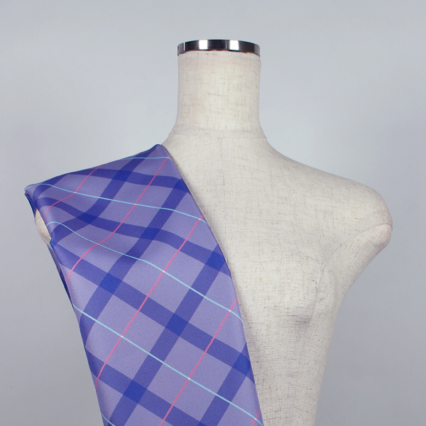 C0625　紫ベースピンク×水色斜めチェック柄生地