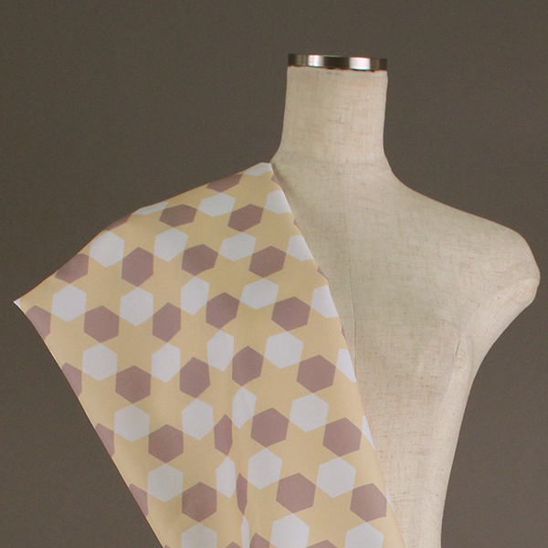 C0268　黄色×薄茶　ハニカム柄生地