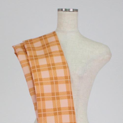 C0171　オレンジ　チェック柄生地