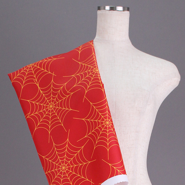 C0349　赤×黄　蜘蛛の巣柄生地