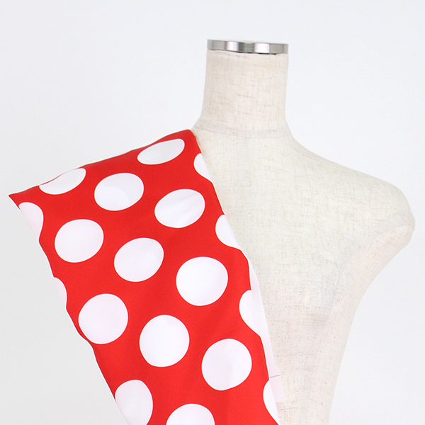 C0219　赤×白　水玉柄生地