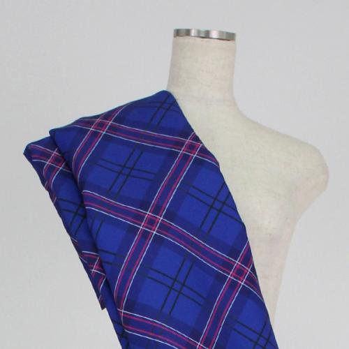 C0180　青ベース　チェック柄生地