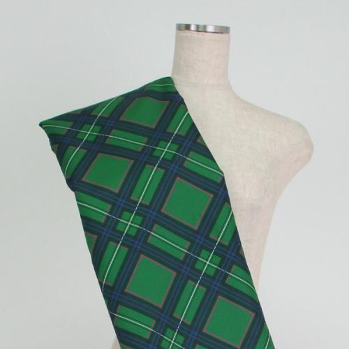 C0184　深緑ベース　チェック柄生地