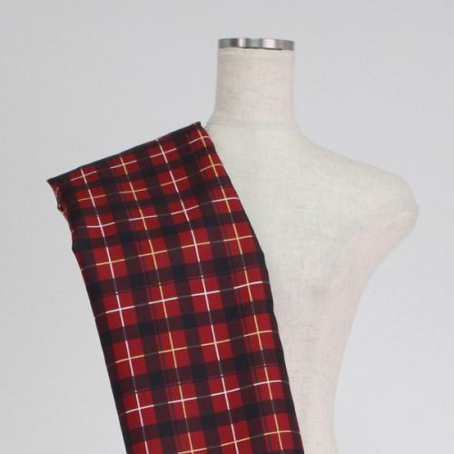 C0187　赤×黄　チェック柄生地