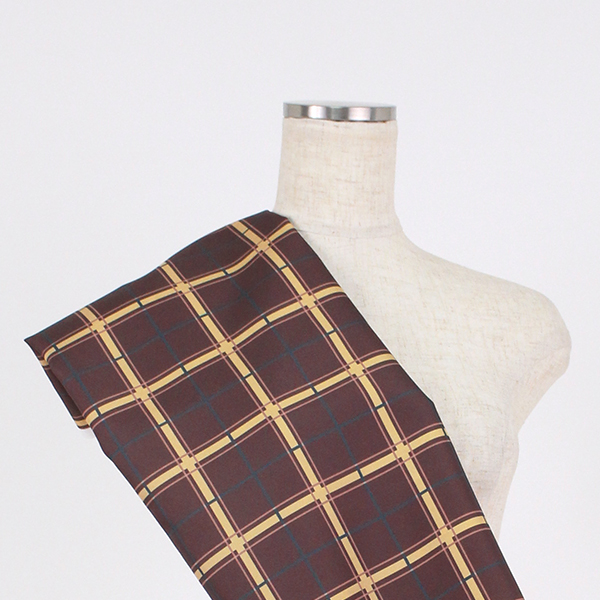 C0224　茶色×黄色　チェック柄生地