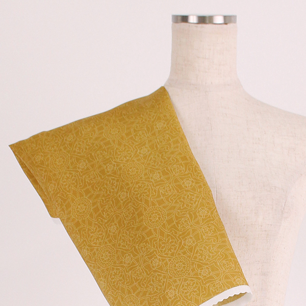C0351　黄色ベース　アラベスク柄生地