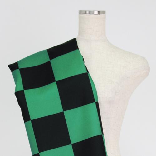 C0189　緑×黒　市松模様生地