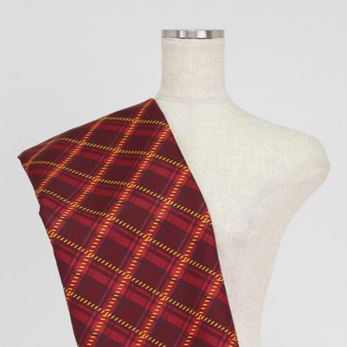 C0190 赤ベース チェック柄生地