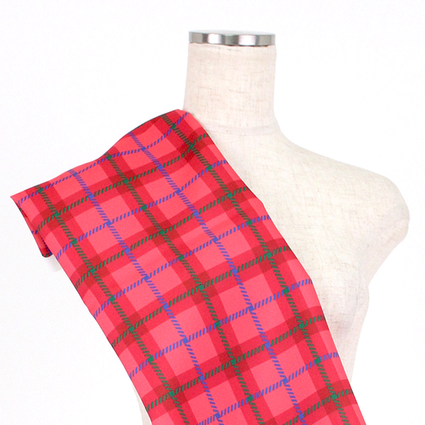 C0225　赤×青×緑　チェック柄生地