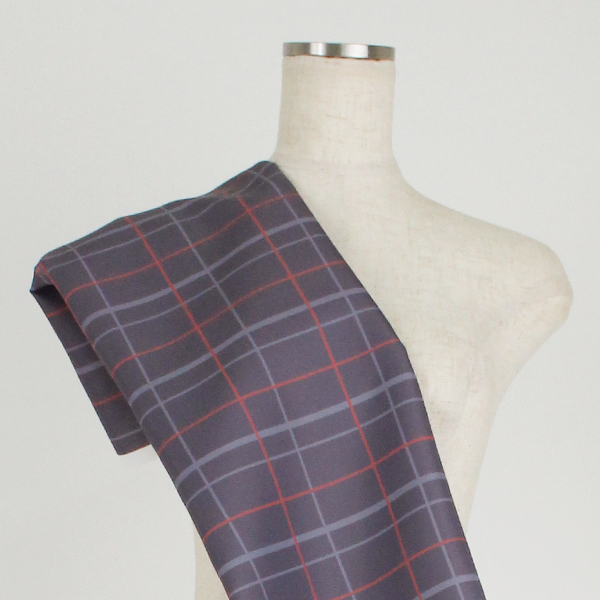 C0401　グレー×赤　チェック柄