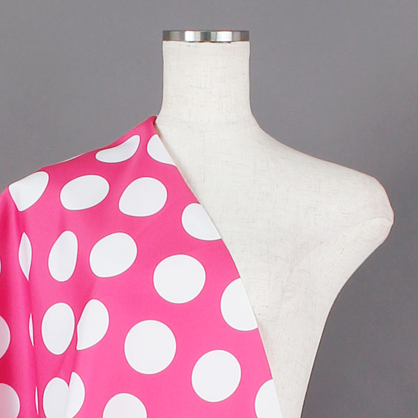 C0482　ピンク×白　水玉柄生地