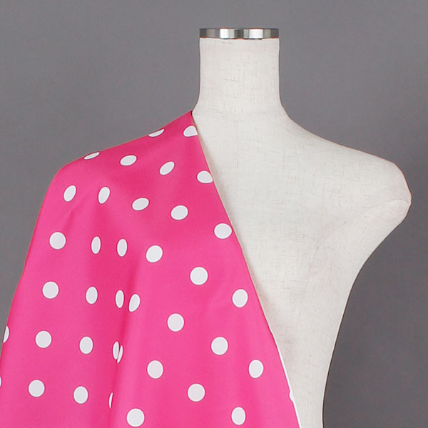 C0483　ピンク×白　水玉柄生地