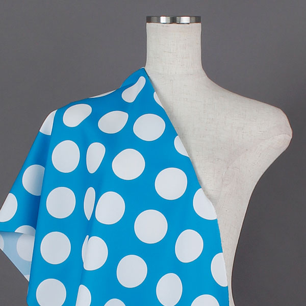 C0484　水色×白　水玉柄生地