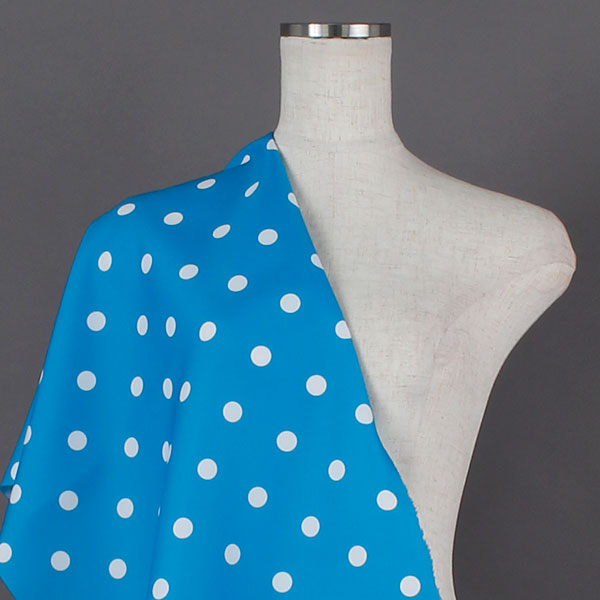 C0485　水色×白　水玉柄生地