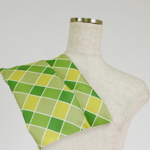 C0114　 黄緑　ダイヤ柄生地