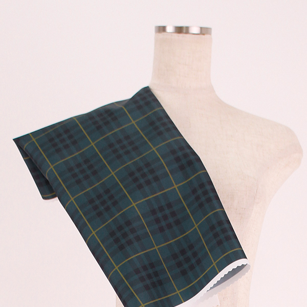 C0354　深緑ベース　チェック柄生地
