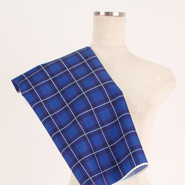 C0356　青ベース　チェック柄生地
