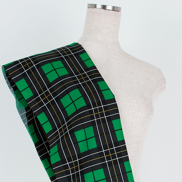 C0450　緑×黄緑　チェック柄生地