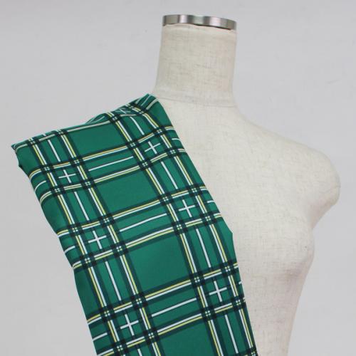 C0074　緑　チェック柄生地