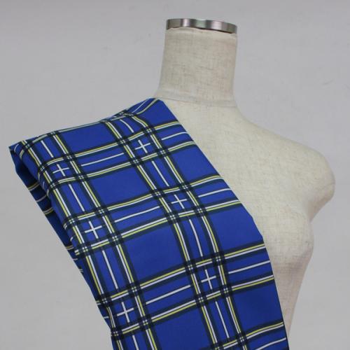 C0076　青色　チェック柄生地